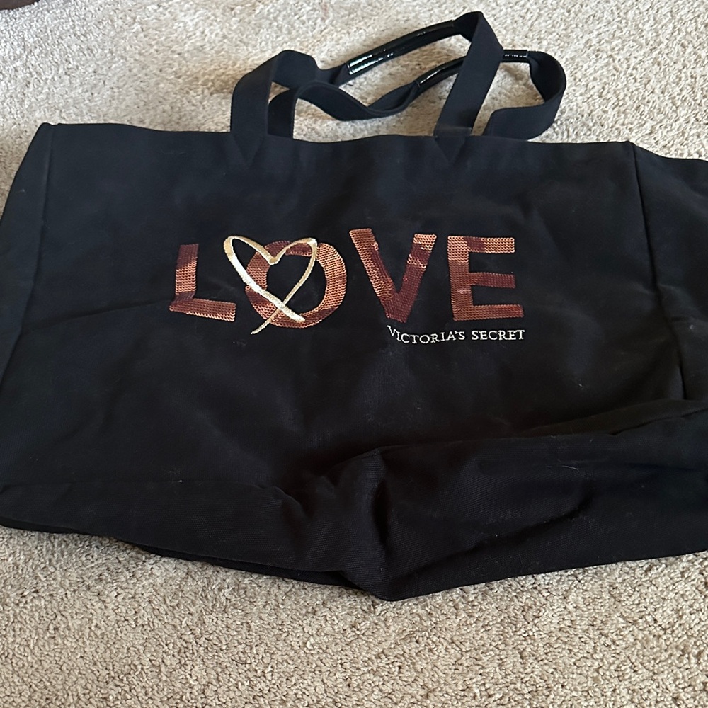 Victoria's Secret Black and Gold Love Tote